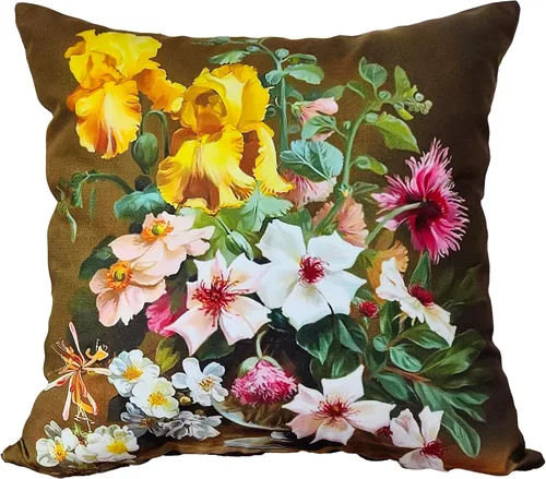 Vista 15 de Funda de cojín floral ligera de lujo, 18 x 18 pulgadas, pintura al óleo retro victoriana de doble cara, fondo negro, flor vibrante, funda de cojín