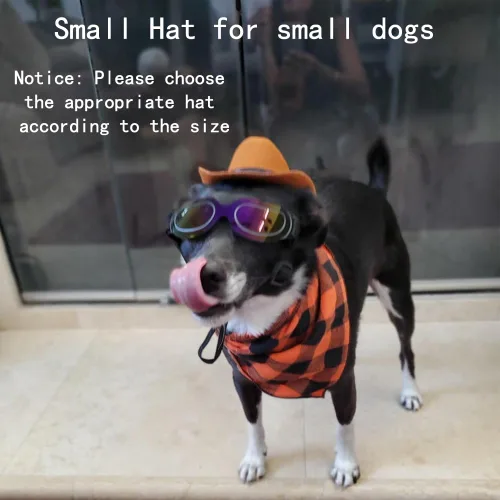 Vista 6 de Sombrero de vaquero para perro con cordón ajustable, bufanda triangular retro y sombrero de perro, sombrero de cosplay para perro, sombrero