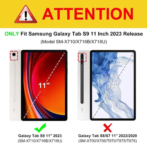 Vista 2 de Funda para Samsung Galaxy Tab S9 de 11 pulgadas 2023 modelo X710/X716B/X718U, funda plegable delgada con apagado y encendido automático para Galaxy