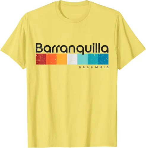 Vista 42 de Barranquilla Colombia - Camiseta de diseño vintage de estilo retro, Blanco, S