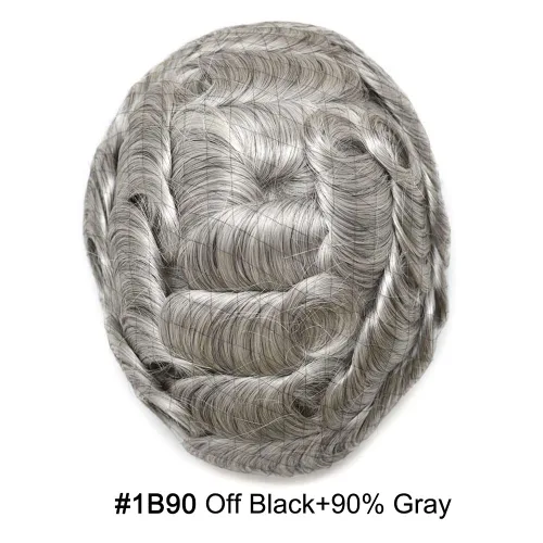 Vista 226 de Toupee para hombre 100% cabello humano real tupé para hombres 0.004 in piel de poliuretano para hombre, sistema de reemplazo de piezas de pelo