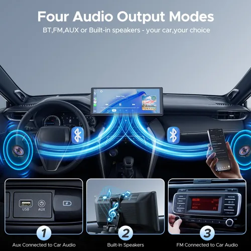 Vista 5 de Topexplore Pantalla Carplay de 9.26 pulgadas con cámara de tablero de 2.5K y cámara de respaldo 1080P