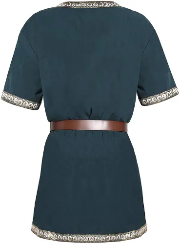 Vista 2 de Taoliyuan Disfraz medieval para hombre, túnica renacentista, caballero vikingo, pirata, vintage, guerrero, camisas LARP