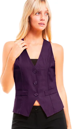 Vista 4 de Chaleco de esmoquin de espalda cruzada, versátil, diseño informal o formal, para mujer, de Design by Olivia