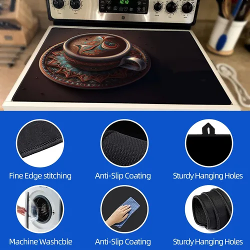 Vista 4 de Cubierta para estufa eléctrica de 28 x 20 pulgadas, protector superior de estufa de goma suave y duradero, protector superior de estufa fácil