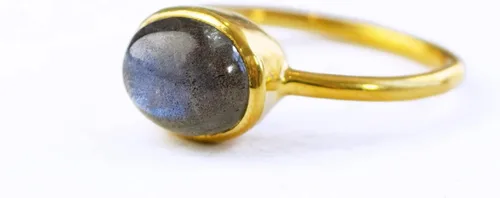 Vista 113 de Oval Birthstone Ring Bezel Set in Vermeil Gold, Sterling Silver, or Rose Gold, Stacking Birthstone Ring [rOMB]