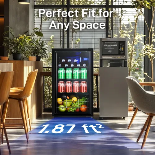 Vista 8 de Anypro Refrigerador y enfriador de bebidas de 2.6 pies cúbicos, refrigerador con puerta de vidrio templado, refrigerador para 126 latas de vino