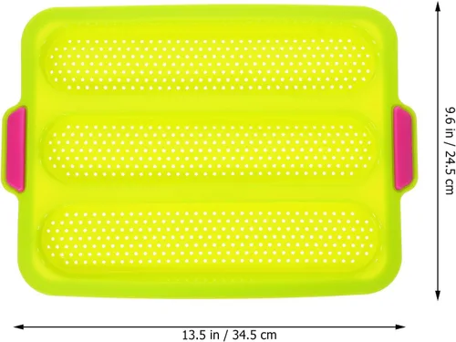 Vista 4 de Hemoton Sartén de silicona para baguette, sartén antiadherente para hornear pan francés, verde, 13.6x9.6x0.8 in