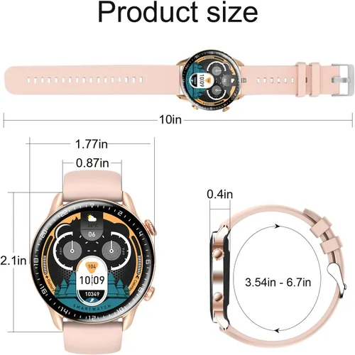 Vista 6 de LogHog Relojes inteligentes para mujeres y hombres, Android, iPhone, redondo, 1.43HD, pantalla AMOLED, Bluetooth, moderno, actividad, calorías