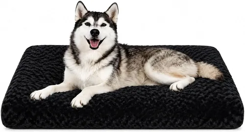 Vista 30 de Cama para perro de tamaño mediano, alfombra lavable de felpa para mascotas Negro