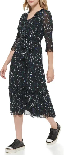 Vista 3 de Karl Lagerfeld Paris Essential Floral Print Womens Dresses with Sleeves