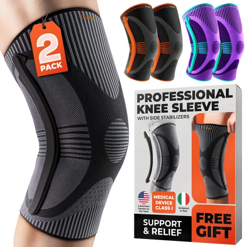 Vista 8 de DR. BRACE ELITE - Rodillera con Estabilizador de Talla (Paquete de 2) Rodillera para Mujeres y Hombres, Entrenamiento, Deportes, Manga de Compresión