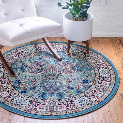 Vista 24 de Unique Loom Colección Narenj - Alfombra de área - Bristol (2' 2" x 3' 1" ovalada, azul/beige)