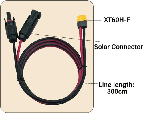 Vista 3 de Conector solar a adaptador XT60 Panel solar para batería Lipo EFDELTA estación de energía portátil River 600 y generador solar (9.8 ft)