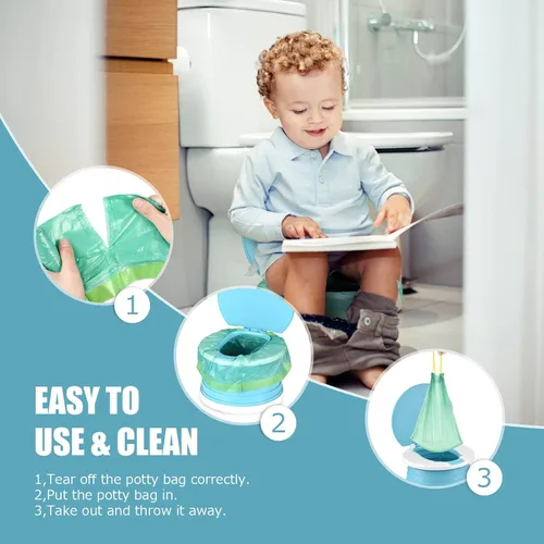 Vista 2 de Orinal portátil para viaje de niños pequeños, asiento plegable para entrenamiento de niños pequeños, inodoro para niños y niñas, automóvil, orinal