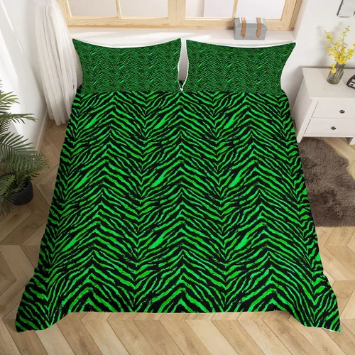 Vista 22 de Juego de funda de edredón con estampado de leopardo abstracto, tamaño individual, juegos de ropa de cama de piel de guepardo negro y gris