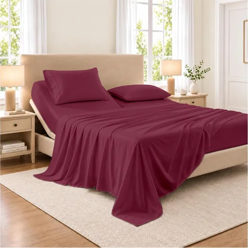 Vista 41 de SGI bedding Sábana Queen de 28 pulgadas con cabecera flexible y parte superior dividida, 100% algodón egipcio - 600 número de hilos, sábanas de 01