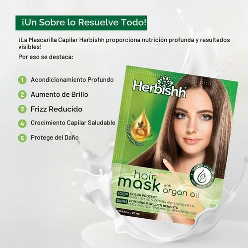 Vista 6 de Herbishh Mascarilla de argán para el cabello, acondicionador e hidratación