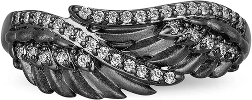Vista 2 de Enchanted Disney - Anillo de plata de ley con rodio negro de 16 quilates de diamante maléfica, Plata de ley