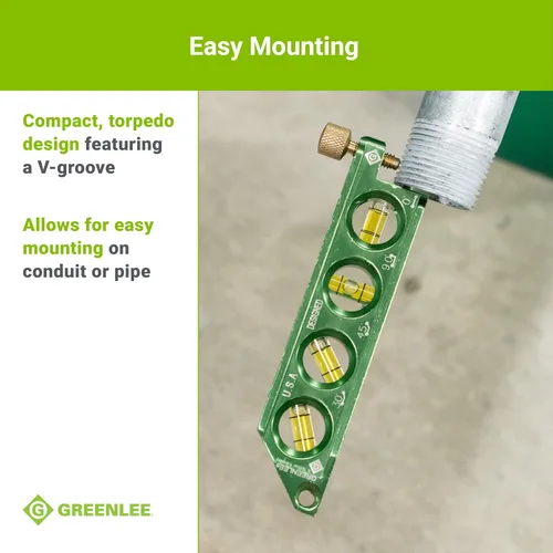 Vista 6 de Greenlee L77 Mini Nivel Magnético de Burbuja con Ayuda de Desplazamiento para Doblado de Conductos