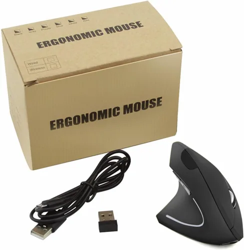 Vista 8 de Ratón para zurdos, ratones verticales ergonómicos inalámbricos recargables de 2.4 G con receptor USB, 6 botones y 3 DPI ajustables 80012001600