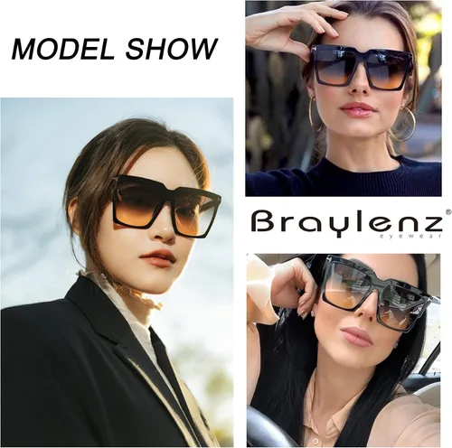 Vista 3 de Gafas de sol cuadradas de gran tamaño para mujeres y hombres, a la moda, lujosas, con marco grande