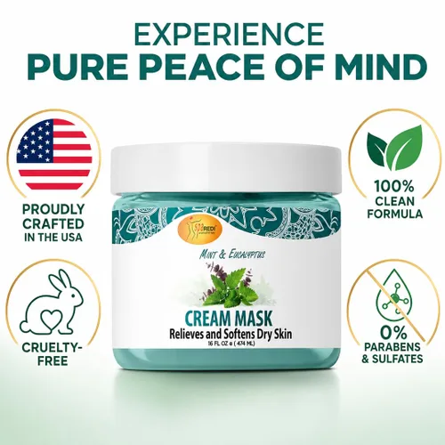 Vista 7 de SPA REDI Máscara de crema para pies y cuerpo, tratamiento refrescante de menta y eucalipto para talones agrietados y piel seca Ácido hialurónico