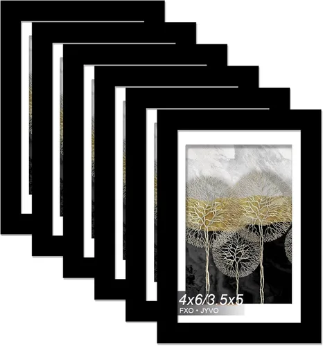 Vista 15 de Fxojyvo Marco de Fotos de 4x6, Muestra Foto de 3.5x5 con Paspartú o 4 x 6 Sin Paspartú, Liviano y de Alta Transparencia Marco de 4 por 6 para Pared
