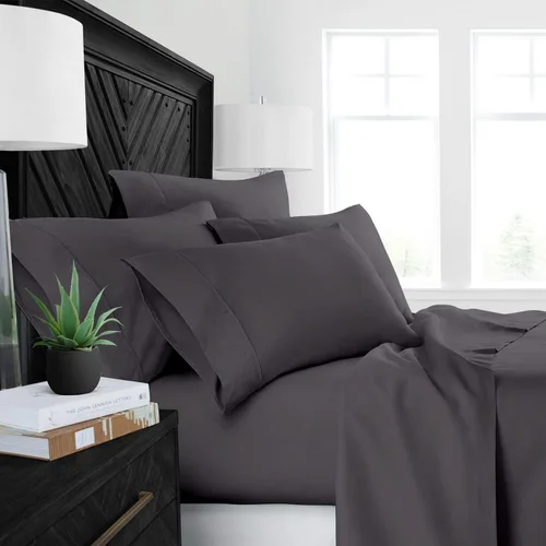 Vista 8 de Elegant Decor Juego de sábanas de lujo de 4 piezas de microfibra súper suave de 15-17 pulgadas de profundidad de 15-17 pulgadas de profundidad