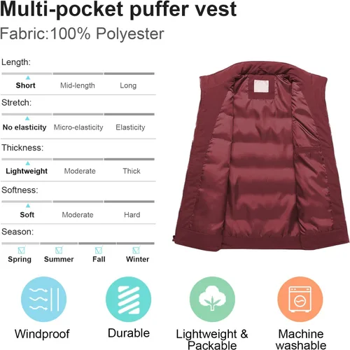 Vista 4 de Chrisuno Chaleco de esquí ligero de invierno para hombre