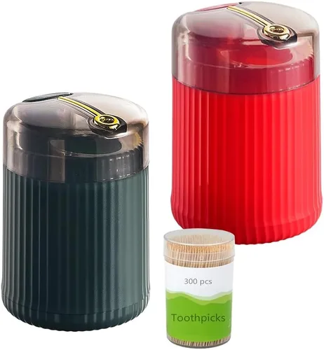 Vista 8 de Dispensador de palillos de dientes con palillos de dientes 300 unidades (verde oscuro+verde claro)