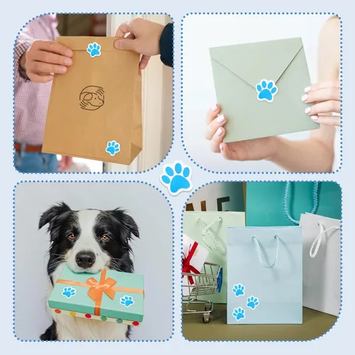 Vista 21 de 500 calcomanías coloridas con estampado de patas, calcomanías autoadhesivas de pata de perro de 1 pulgada 6 Colors for Kids Crafts, Student