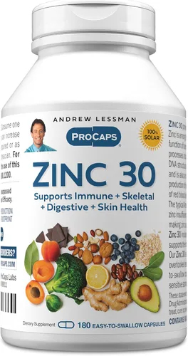 Vista 9 de ANDREW LESSMAN Zinc 30mg - 60 Cápsulas - Citrato de zinc altamente absorbible. Apoya la salud inmunológica, esquelética, digestiva y de la piel.