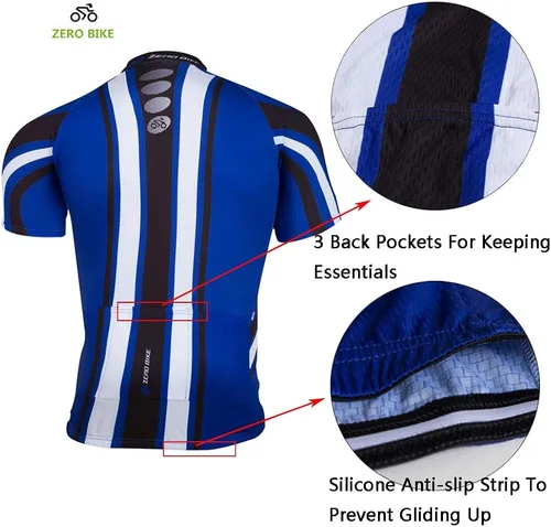 Vista 3 de ZEROBIKE Conjunto de camiseta de ciclismo de manga corta para hombre, transpirable, de secado rápido, acolchado, 3D, ropa de bicicleta MTB
