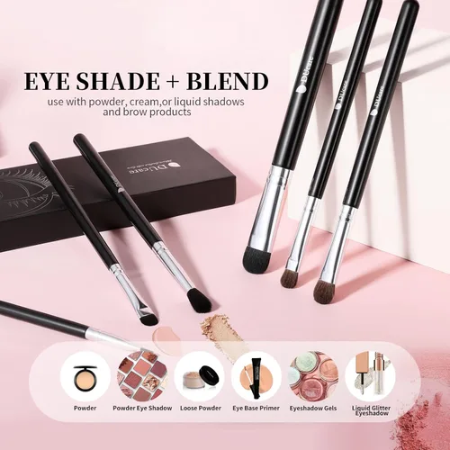 Vista 7 de DUcare Juego de brochas de maquillaje de ojos, 6 brochas profesionales para mezclar sombras de ojos, brochas de maquillaje para corrector de cejas
