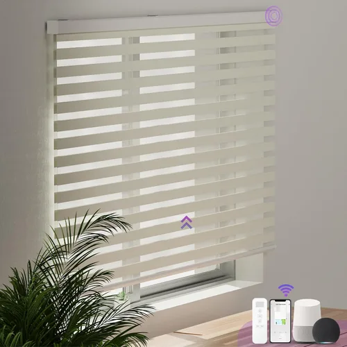 Vista 11 de Persianas motorizadas de cebra para ventana: Astomi - Persiana enrollable sin cordón con control remoto, persianas inteligentes funciona con Google