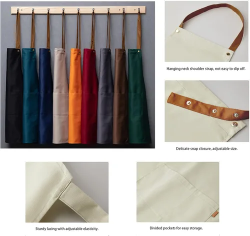 Vista 7 de Delantal personalizado personalizado para mujeres/hombres, delantales de cocina ajustables para estilistas de peluquería, delantales impermeables