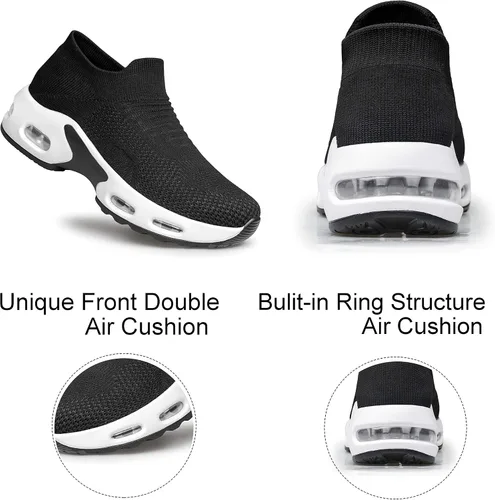 Vista 5 de YHOON - Zapatos deportivos para caminar para mujer, sin cordones, para enfermería, trabajo, con cámara de aire, de malla, informales, para correr