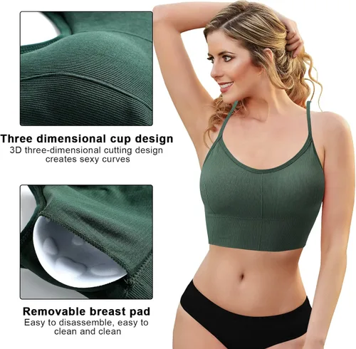 Vista 3 de Giegxin 8 piezas de sujetadores deportivos con espalda baja para dormir, sin costuras, camiseta sin mangas, camiseta deportiva para gimnasio