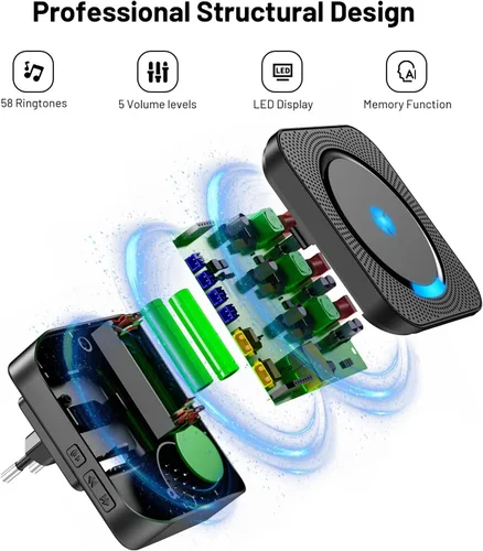 Vista 2 de Extensor de timbre de puerta inalámbrico para Blink - Compatible con Blink Doorbell (Gen 1), 1 extensor de timbre de video y 2 receptores