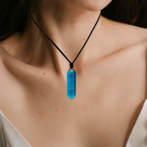 Vista 3 de Runyangshi Colgantes de cristal curativo, collar de cuarzo de cristal natural de un solo punto, 6 facetas de chakras, piedra de reiki, energía