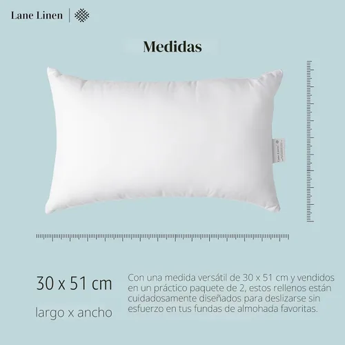 Vista 2 de LANE LINEN Relleno de almohada de 12 x 20 pulgadas, juego de 4 almohadas decorativas blancas para sofá cama, rellenos de almohada esponjosos