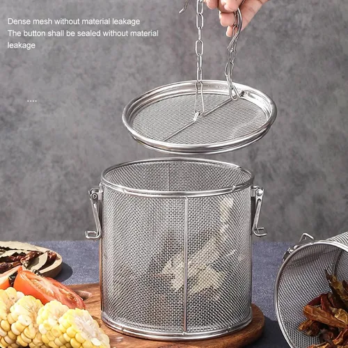 Vista 5 de Infusor de bolas de té de acero inoxidable 304, colador multifuncional para condimentos con gancho de cadena extendido, ideal para hacer té y cocinar