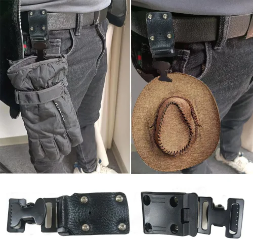 Vista 3 de Pinzas para guantes de trabajo, clip de herramientas de alta resistencia, cinturón de herramientas negro para toallas, guantes y otros suministros