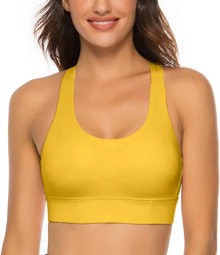 Vista 3 de Nine Bull - Brasier deportivo con relleno extraíble y espalda cruzada para mujer. Soporte de alto impacto, brasier de entrenamiento y para yoga.