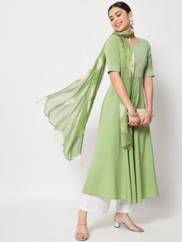 Vista 4 de Poly Crepe Kurta con Dupatta para mujer