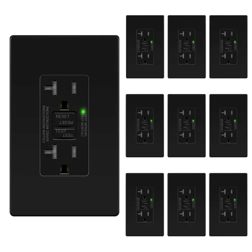 Vista 16 de TG Salida GFCI de 20 amperios, receptáculo eléctrico resistente a Negro