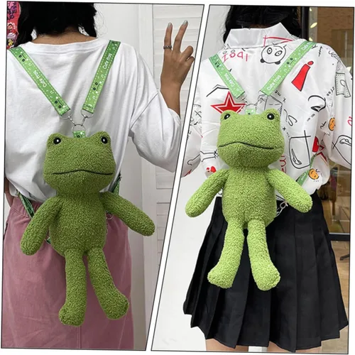 Vista 9 de SHERCHPRY mochila linda mochila 'mochilas lindo bolso de forma de rana bolsa de hombro de rana de felpa bolsa de mochila de felpa Bolsos de hombro