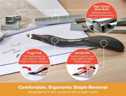 Vista 5 de Bostitch Titan - Engrapadora de metal resistente, capacidad de 50 hojas con 1250 grapas y removedor ergonómico de grapas, grapado sin atascos Negro