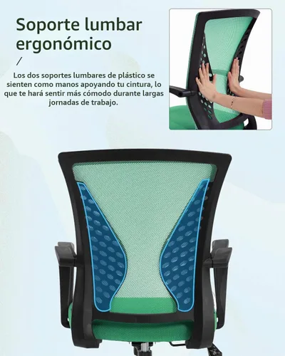 Vista 7 de Silla de oficina para el hogar, respaldo medio, PC giratoria, soporte lumbar, escritorio ajustable para tareas de computadora, ergonómica, cómoda